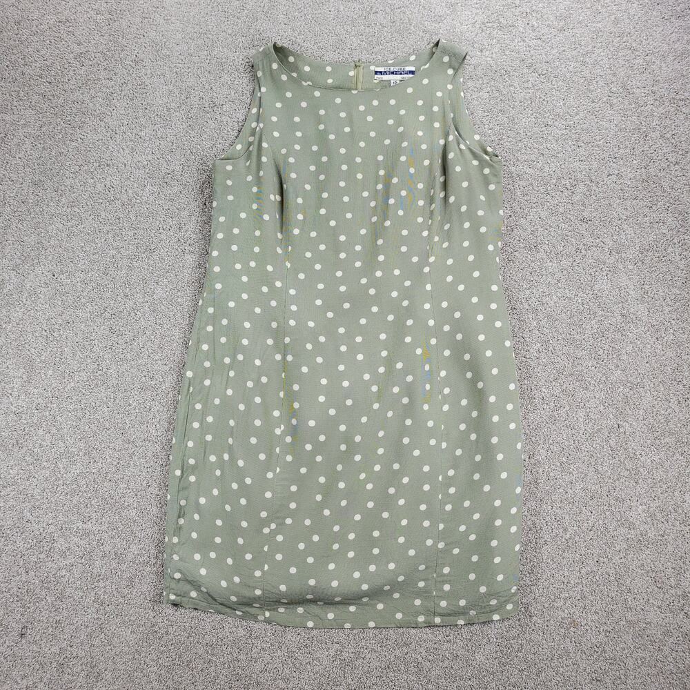 Vintage 90's Ice Cube by Michael Dress Womens 12 Green Polka Dot Rayon Mod Retro